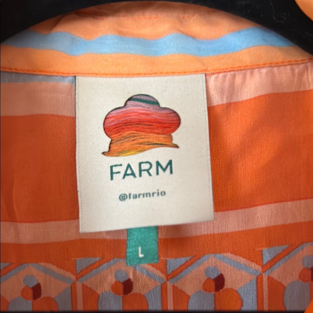 FARM Rio Orange Multi-Color Printed Button-Up Blouse - Picture 3 of 4
